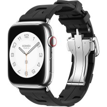 ZORE Apple Watch 42MM - Kordon Spor Görünümlü Silikon Kordon Krd-94 - Siyah