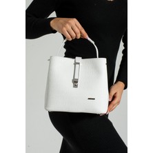 Baskı Desenli Su Geçirmez 3 Gözlü Kadın Omuz Çantası Taş 24X20CM