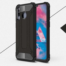 ZORE Samsung Galaxy M30 - Kılıf Çift Katman Zırh Tank Crash Military Kapak - Siyah