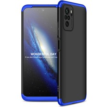 Mutcase - Xiaomi Redmi Note 10S - Kılıf Parmak Izi Yapmayan 3 Parça Ays Kapak - Mavi