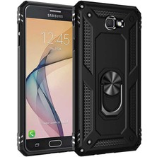 Mutcase - Samsung Galaxy J7 Prime - Kılıf Yüzüklü Zırh Tank Vega Kapak - Siyah