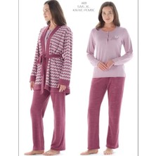 Feyza 4931 Bayan Pijama Takımı 3lü Pembe