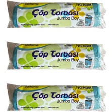 Canhome Jumbo Boy - Mavi -  210 Gr. - 80X110 Cm. - 80 Litre Çöp Torbası Poşeti - 10 Adetlik 3 Rulo