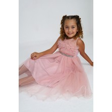 Pantulux Kız Çocuk Somon Abiye Elbise Gelinlik Düğün KIYAFETI-ABY-2002