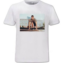 Dekormas Kişiye Özel Fotoğraf Baskılı T-Shirt Kişiye Özel Yazılı ve Fotoğraflı Beyaz T-Shirt