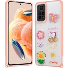 Mutcase - Xiaomi Redmi Note 12 Pro 4g - Kılıf Parlayan Simli Kabartma Figürlü Cevze Kapak - Pembe