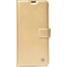 Mutcase - Xiaomi Redmi Note 10 - Kılıf 360 Full Koruma Kapakli Kartlikli Kart Bölmeli Cüzdan Kilif - Gold