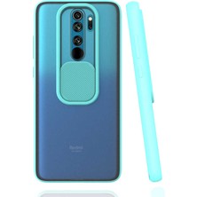 Mutcase - Xiaomi Redmi Note 8 Pro - Kılıf Slayt Sürgülü Arkası Buzlu Lensi Kapak - Turkuaz