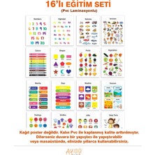 Ingilizce 16'li Eğitim Seti Okul Öncesi - Ilköğretim Çocuk Pvc Poster 30X42 cm