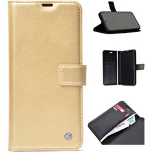 Mutcase - Xiaomi Redmi Note 12 5g - Kılıf 360 Full Koruma Kapakli Kartlikli Kart Bölmeli Cüzdan Kilif - Gold