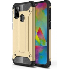 Mutcase - Samsung Galaxy M30S - Kılıf Çift Katman Zırh Tank Crash Military Kapak - Gold