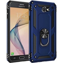 Mutcase - Samsung Galaxy J7 Prime - Kılıf Yüzüklü Zırh Tank Vega Kapak - Mavi