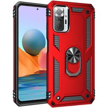 Mutcase - Xiaomi Redmi Note 10 Pro - Kılıf Yüzüklü Zırh Tank Vega Kapak - Kırmızı