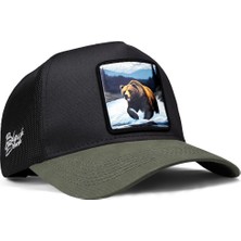 BlackBörk V1 Trucker Ayı - 8bs Kod Logolu Unisex Haki Siperli-Siyah Şapka