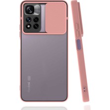 Mutcase - Xiaomi Redmi Note 11 Pro Plus 5g - Kılıf Slayt Sürgülü Arkası Buzlu Lensi Kapak - Pembe Açık