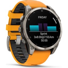  Garmin Fenix 8 – 47MM Amoled Sapphire Titanyum Turuncu/grafit Silikon Kayışlı