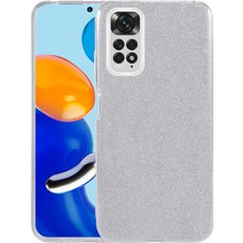 Mutcase - Xiaomi Redmi Note 11 Global - Kılıf Simli Koruyucu Shining Silikon - Gümüş