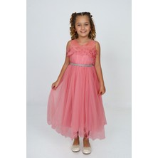 Pantulux Kız Çocuk Gül Kurusu Abiye Elbise Gelinlik Düğün KIYAFETI-ABY-2002
