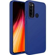 Mutcase - Xiaomi Redmi Note 8 - Kılıf Metal Çerçeve ve Buton Tasarımlı Silikon Luna Kapak - Lacivert