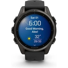 Garmin Fenix 8 - 43 mm Amoled Sapphire Karbon Gri Dlc Titanyum Siyah/gri Silikon Kayışlı