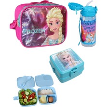 Frozen Elsa Lisanslı 3'lü Okul Seti Beslenme Çantası + Yemek Kabı + Suluk