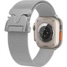 AktarMobile Apple Watch 6 5 4 3 2 1 Se 42 44 mm Uyumlu Hasır Metal Örgü Kordon Kayış Ayarlanabilir Kilitli Toka