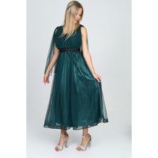 Pantulux Genç/Kız Çocuk Payetli Zümrüt Yeşil Abiye Elbise&Düğün Kıyafeti-ABY-2028