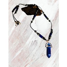 Ayre Style Doğal Taş Bohem Erkek Uzun Kolye - Lapis Lazuli Doğal Taş Ipli Bohem Uzun 65CM Çivi Kolye Uçlu Erkek Kolye