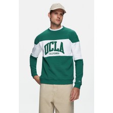 Ucla ARCHER Yeşil Bisiklet Yaka Pamuklu Nakışlı Loose Fit Erkek Sweatshirt