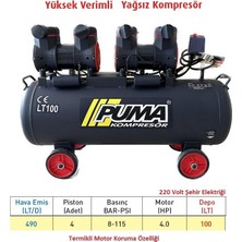 Puma 100 lt Yüksek Verimli Kompresör (Yağsız 4HP)