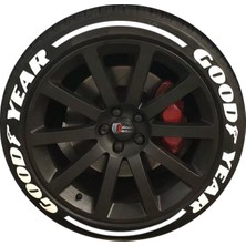 Performance Stickers Good Year + Kuyruk Lastik Yazısı 8adet Araç Lastik Stickeri Tüm Lastik Yanaklarına Uyumlu 31 mm Büyük Boy