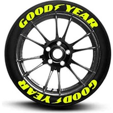 Performance Stickers Good Year Lastik Yazısı 8adet Büyük Boy Araç Lastik Stickeri Sarı Tüm Lastik Yanaklarına Uyumlu