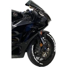 Performance Stickers Honda CBR600RR + Bayrak Lastik Yazısı 2Lastik İçin Set Sticker 15-21 İnç Arası Uyumlu Lastik Stiker Beyaz