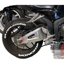 Performance Stickers Honda CBR600RR + Bayrak Lastik Yazısı 2Lastik İçin Set Sticker 15-21 İnç Arası Uyumlu Lastik Stiker Beyaz