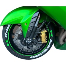 Performance Stickers Kawasaki Lastik Yazısı 8Adet Lastik Stickeri 15-21 Inç Arası Uyumlu Lastik Stiker Beyaz