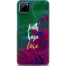 Kılıf Evreni Realme C11 Kılıf Hd Baskılı Faith Hope Love Ve 9h Nano Ekran Koruyucu