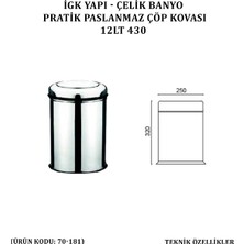 Çelik Banyo Pratik Paslanmaz Çöp Kovası 12 Lt 430 (70-181)