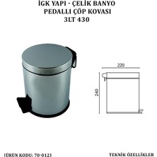 Çelik Banyo Pedallı Çöp Kovası 3 Lt 430 (70-012)