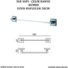 Çelik Banyo Kumru Uzun Havluluk 50 cm (KU10-068)