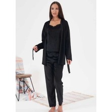 Estiva 24397 Bayan Kadife 3'lü Pijama Takım