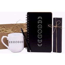 Kitaplı Hediye Ayın Evreleri Tasarımlı Ajanda Kupa Kalem  - Arkadaşa Doğum Günü