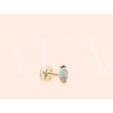 Yua Jewelry Markiz Kesimli Opal Taşlı 14 Ayar Minimalist Helix/tragus Piercing