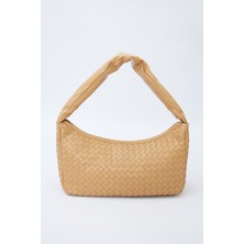 Manuka Frances Örgü Oval Çanta Sütlü Kahve