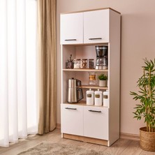 Just Home 4 Kapaklı Fırın Bölmeli Kiler Dolabı - Beyaz / Safir Meşe