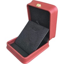 Özer Kutu Deri Mini Boy (7x8 Cm) Kolye Kutusu Lüks (Kırmızı)