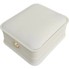 Özer Kutu Deri Mini Boy (7x8 Cm) Kolye Kutusu Lüks (Beyaz)