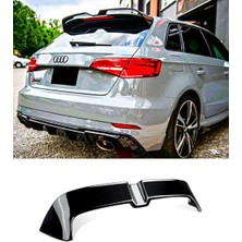 Audi A3 Hb 2012-2019 Uyumlu Oettinger Plastik Parlak Siyah Spoiler