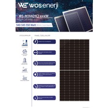 Wos Enerji Güneş Paneli Half Cut 545W Watt Monokristal Perc 144 Hücreli Solar Panel