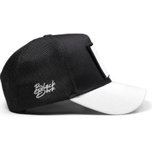 BlackBörk V1 Trucker Kurt -5sb Kod Logolu Unisex Beyaz Siperli-Siyah Şapka