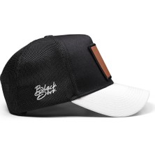 BlackBörk V1 Trucker 7 Numara - 7 Kod Logolu Unisex Beyaz Siperli-Siyah Şapka